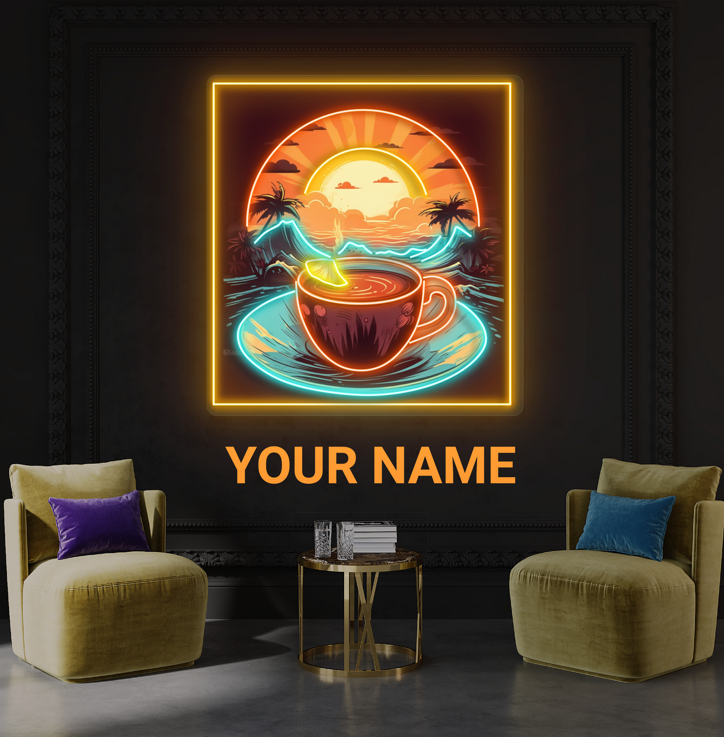 Tropical Sunrise Coffee Artwork Led Neon Sign