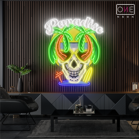 Paradise Skull Artwork Led Neon Sign