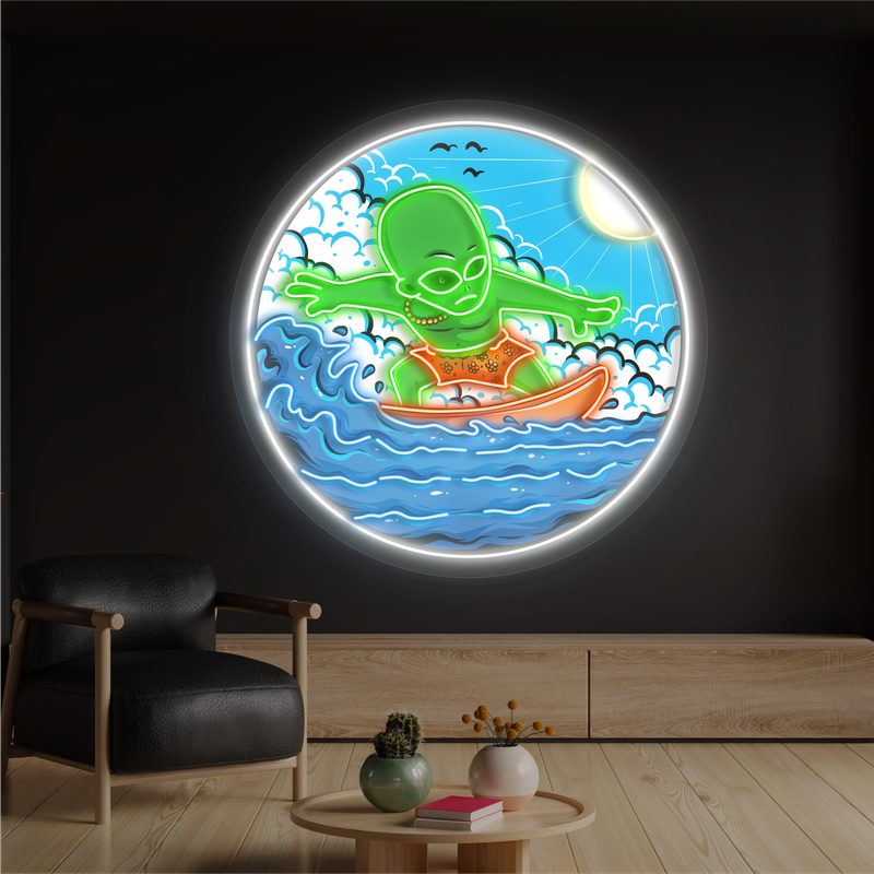 Alien Surfer Artwork Led Neon Sign