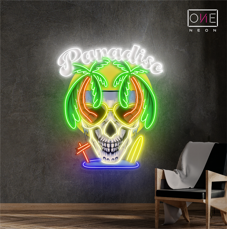 Paradise Skull Artwork Led Neon Sign