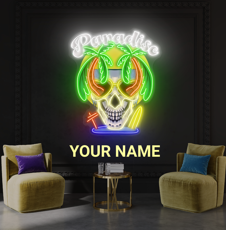 Paradise Skull Artwork Led Neon Sign