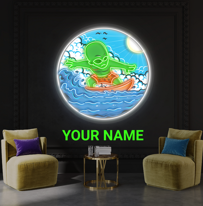 Alien Surfer Artwork Led Neon Sign