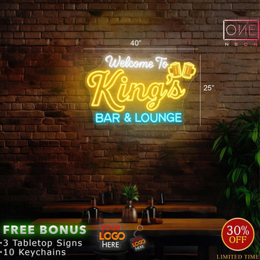 Welcome to King's Bar&Lounge | Led Neon Sign