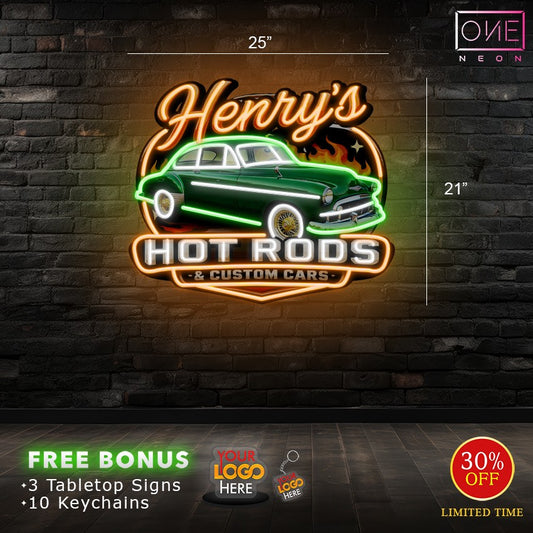 Henry's HOT RODS | LED Neon Sign