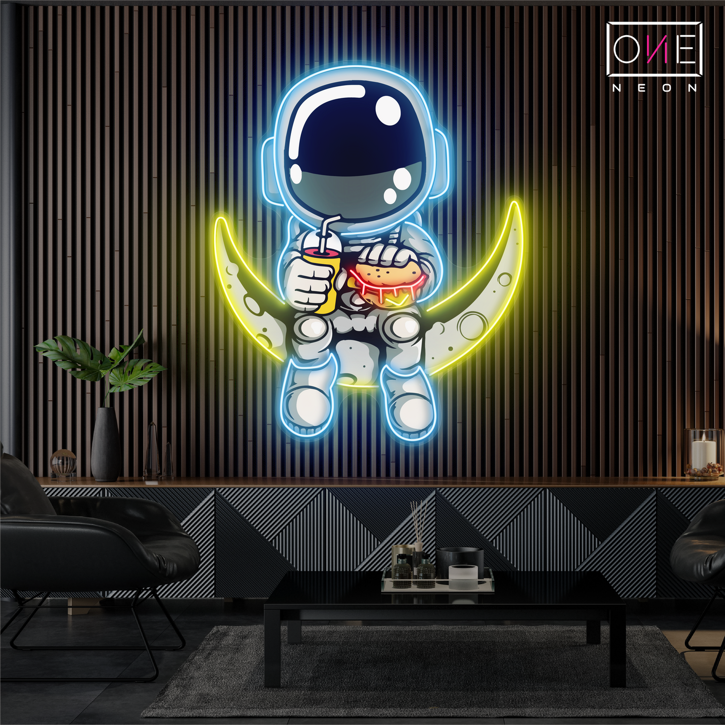 Astronaut Hamburger Artwork Led Neon Sign