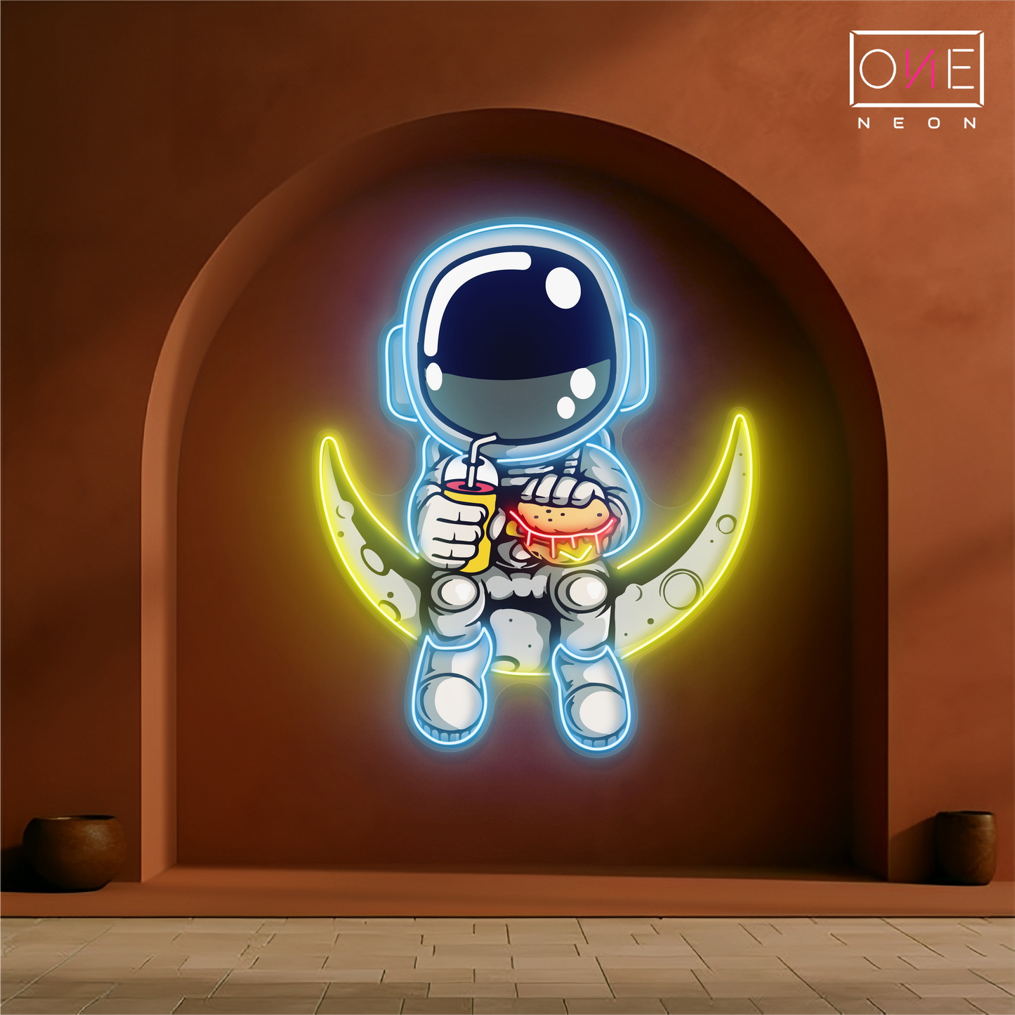 Astronaut Hamburger Artwork Led Neon Sign