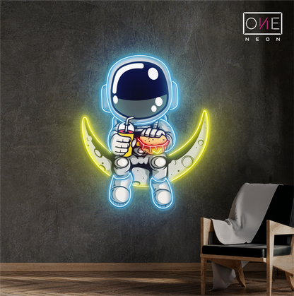 Astronaut Hamburger Artwork Led Neon Sign