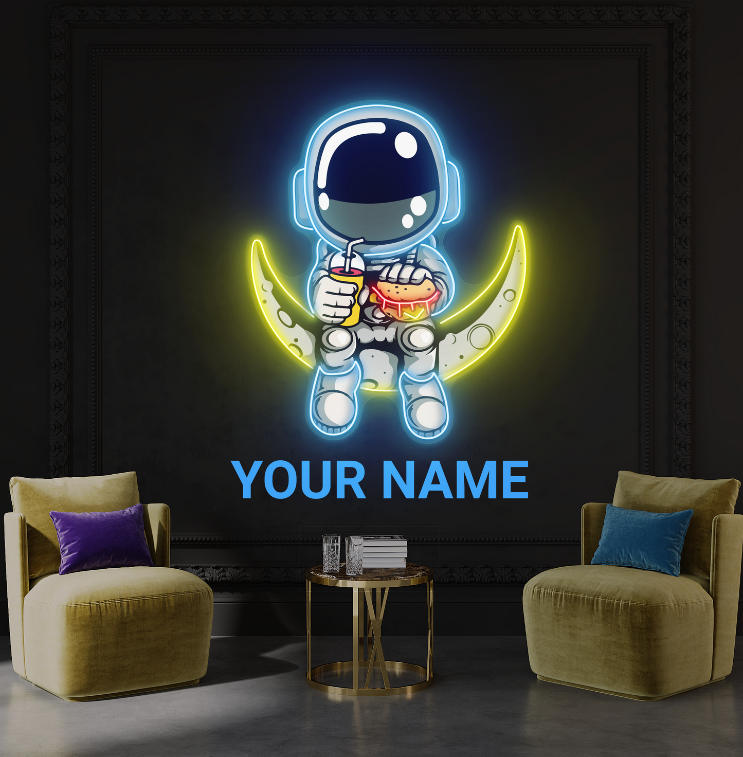 Astronaut Hamburger Artwork Led Neon Sign