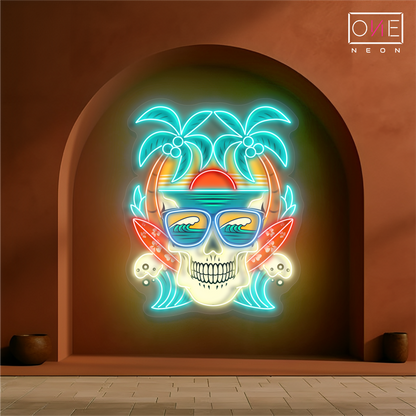 Beach Paradise Skull Artwork Led Neon Sign