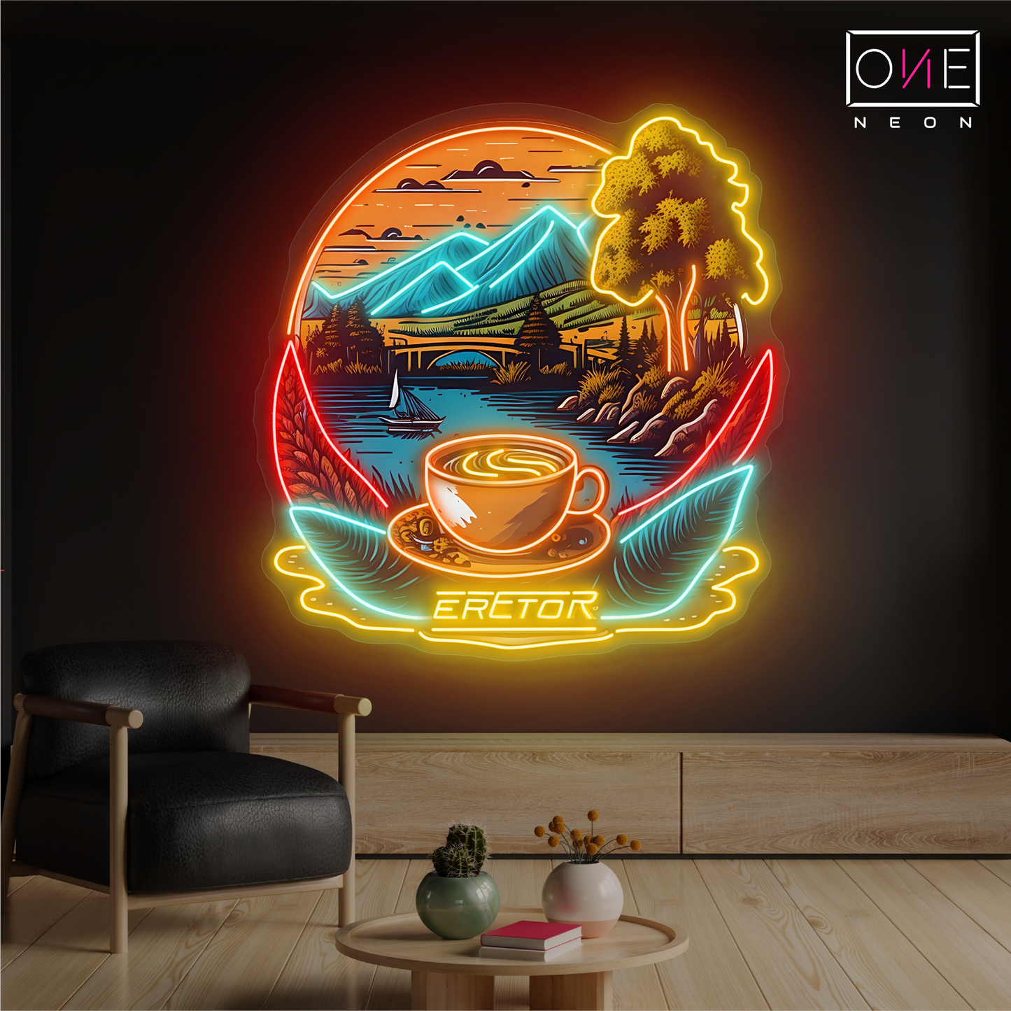 Mountain View Coffee Artwork Led Neon Sign