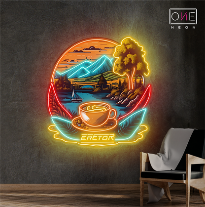 Mountain View Coffee Artwork Led Neon Sign