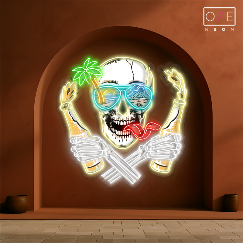 Beach Rebel Skull Artwork Led Neon Sign