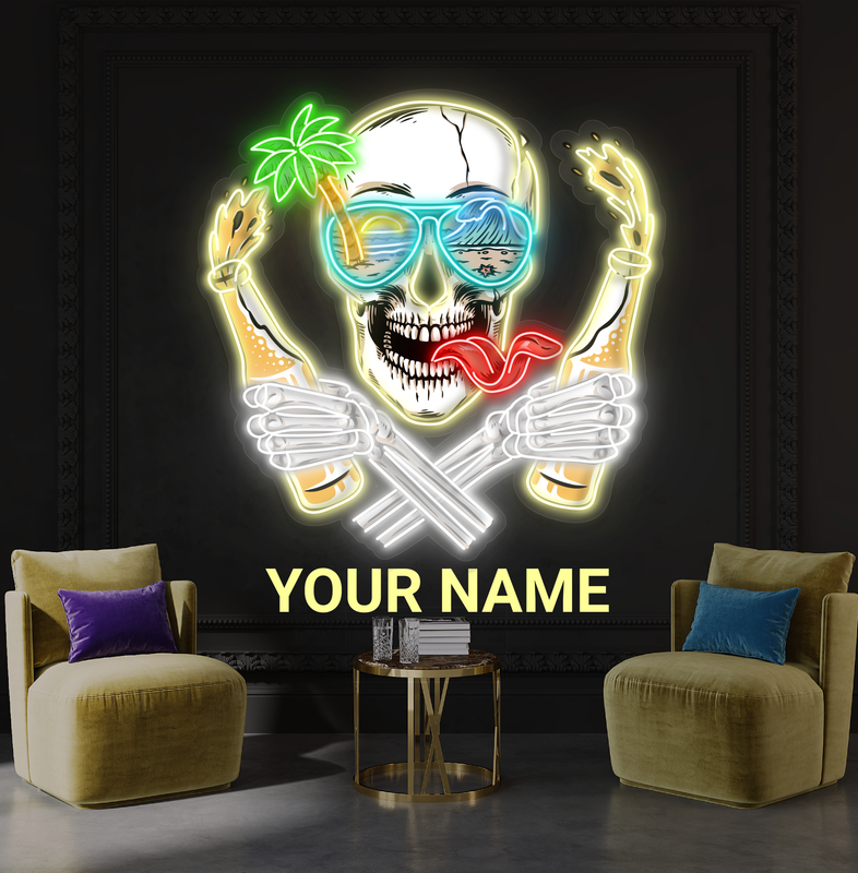 Beach Rebel Skull Artwork Led Neon Sign