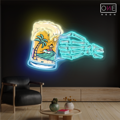 Skeleton's Beach Beer Artwork Led Neon Sign