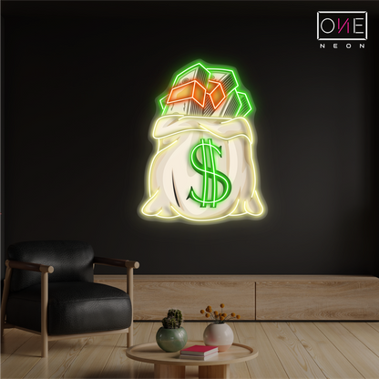 Money Bag Artwork Led Neon Sign