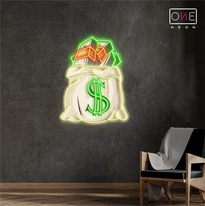 Money Bag Artwork Led Neon Sign