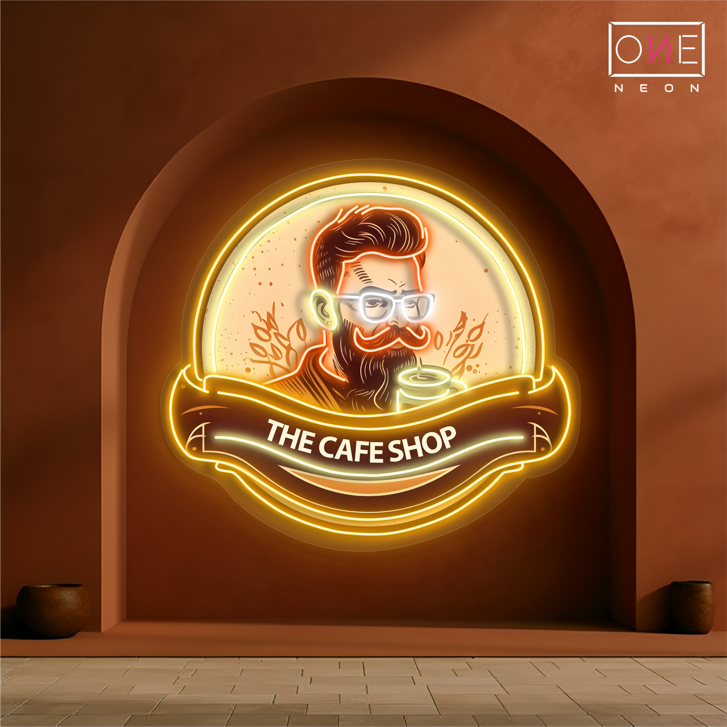 Hipster Coffee Artwork Led Neon Sign