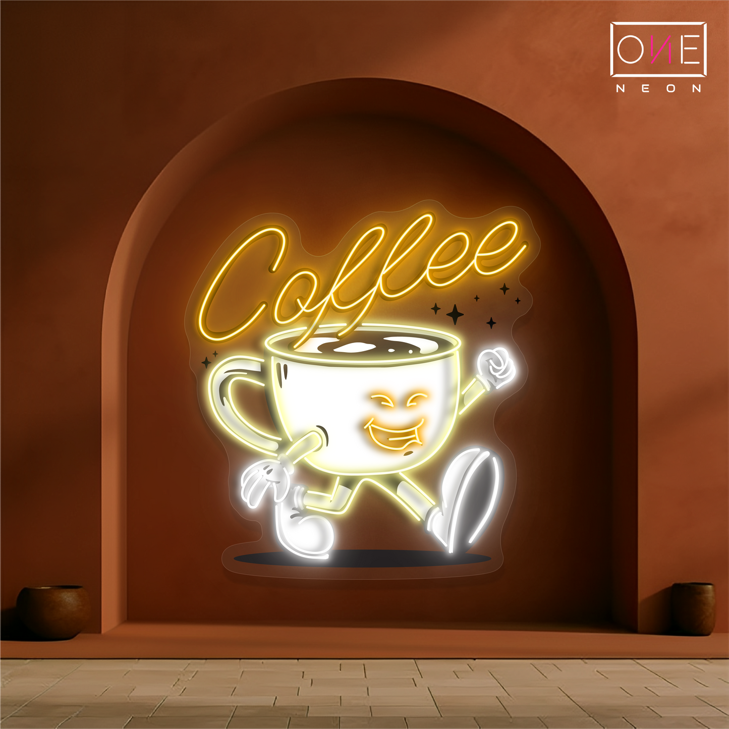 Happy Cup Coffee Artwork Led Neon Sign