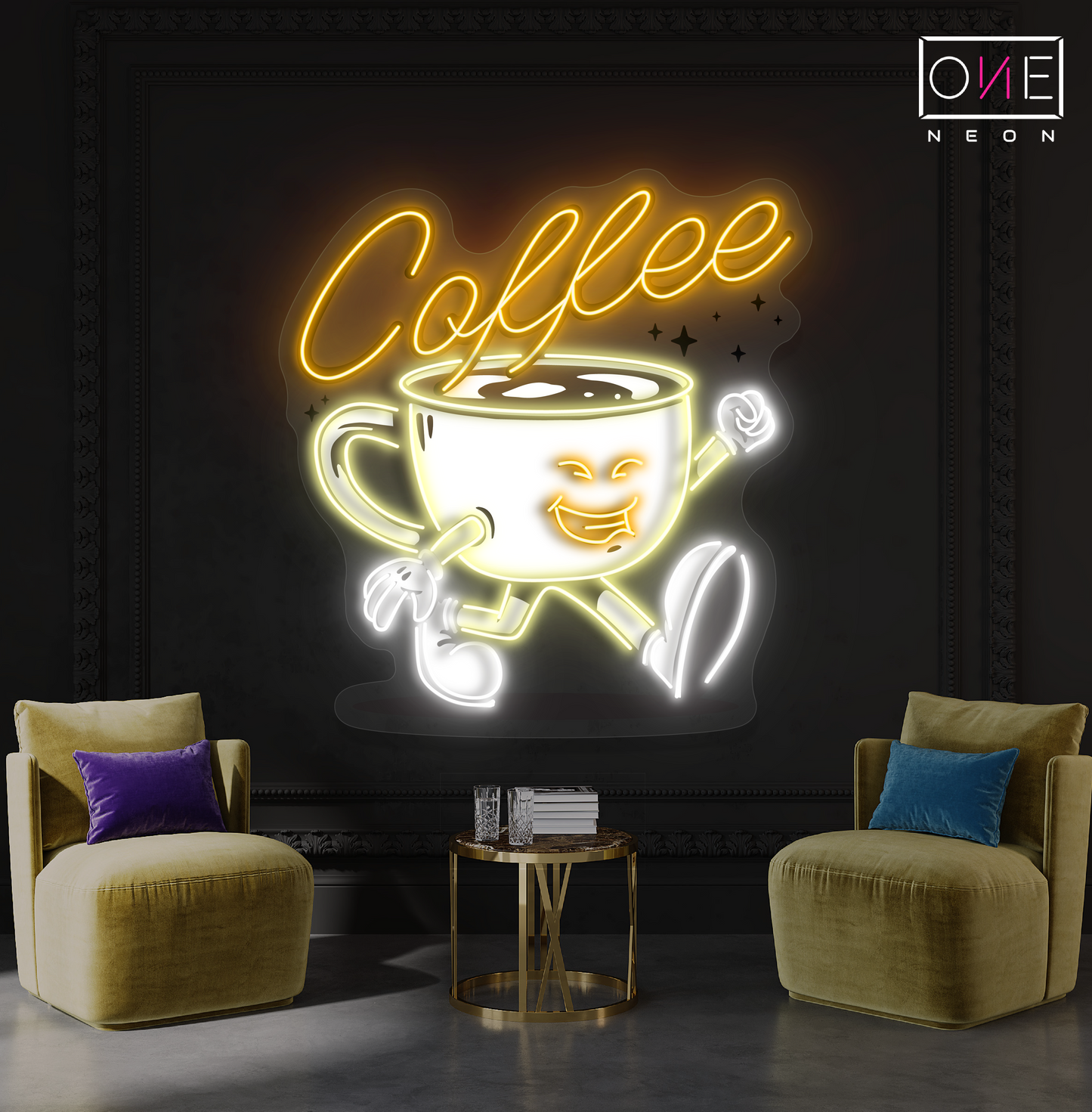 Happy Cup Coffee Artwork Led Neon Sign