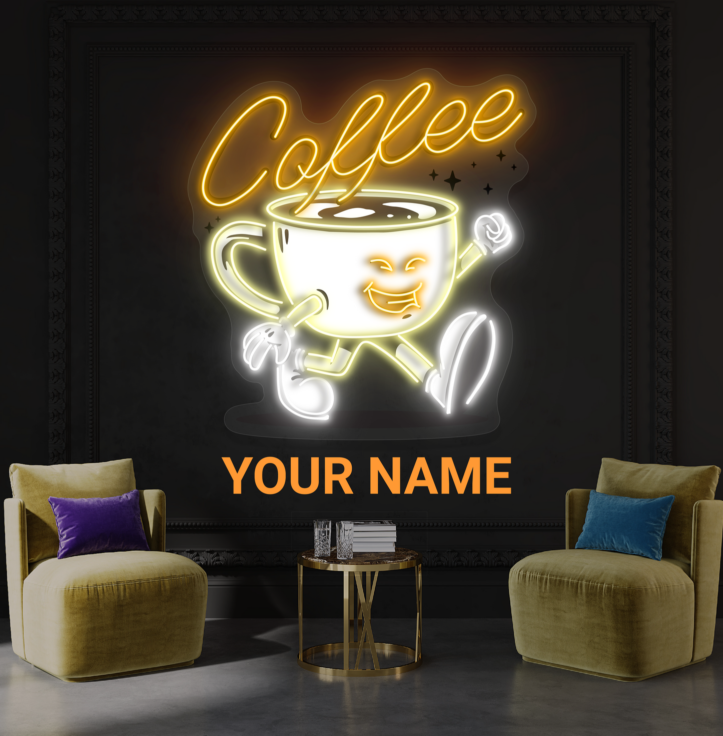 Happy Cup Coffee Artwork Led Neon Sign