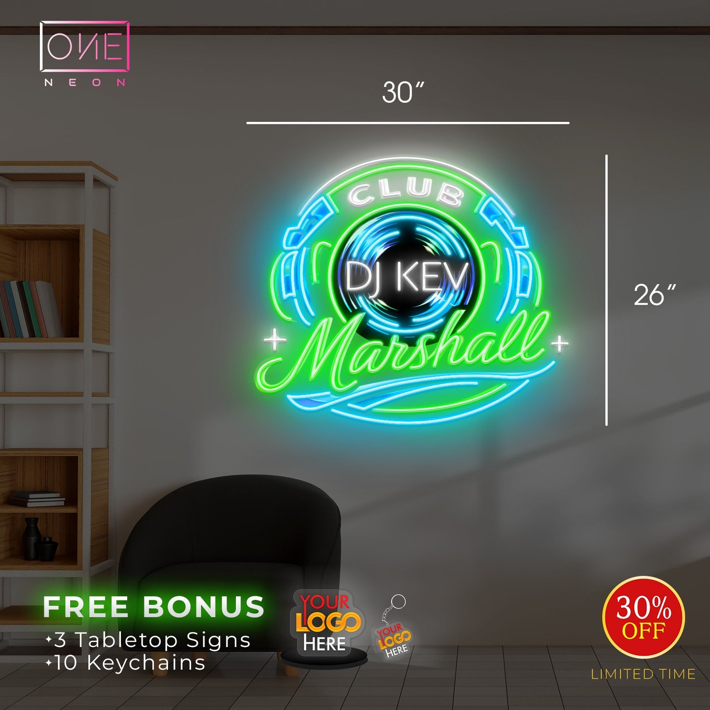 CLUB MARSHALL DJ KEY| Led Neon Sign