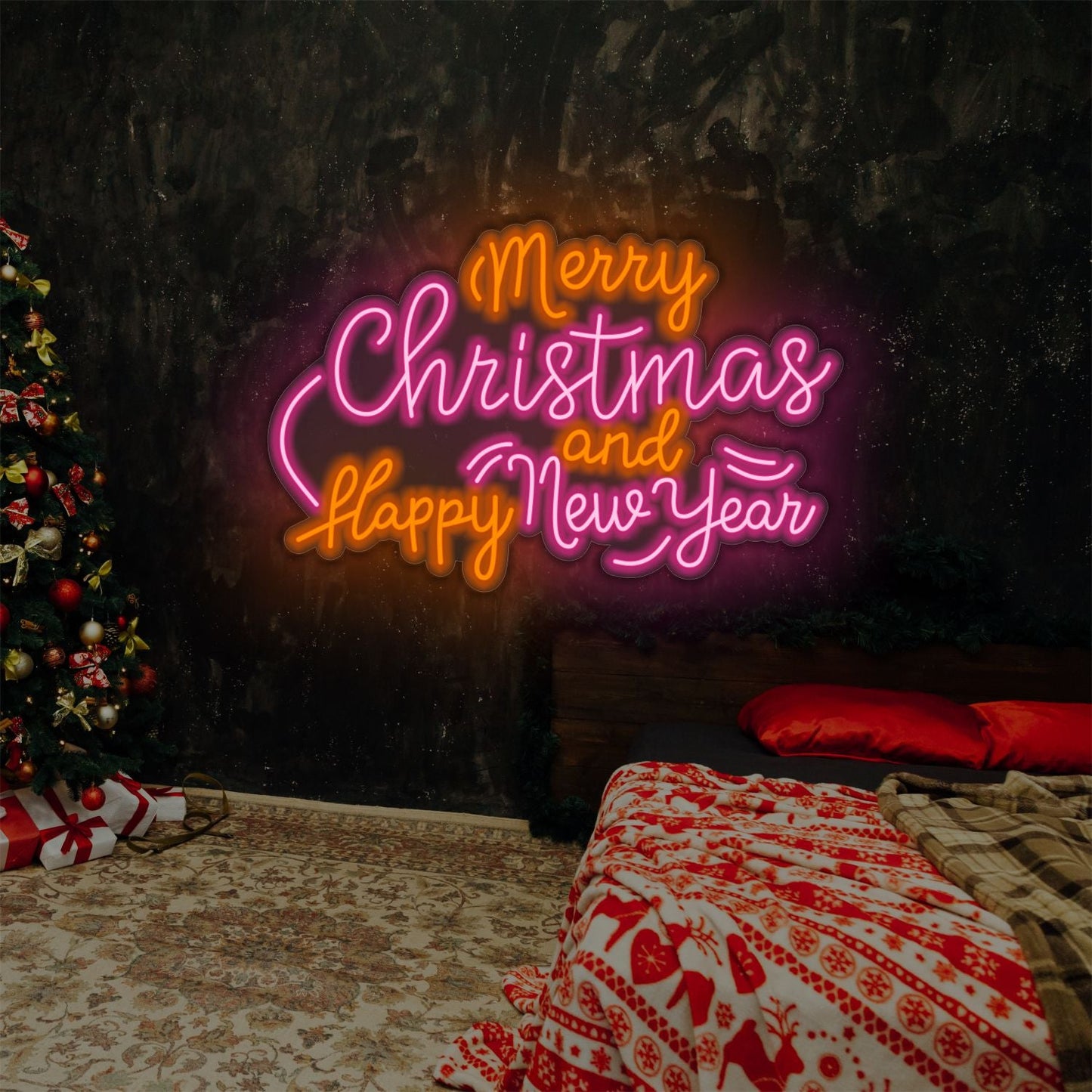 Merry Christmas and Flappy New Year LED Neon Sign