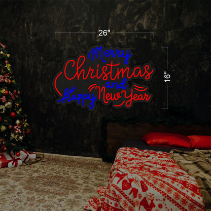 Merry Christmas and Flappy New Year LED Neon Sign
