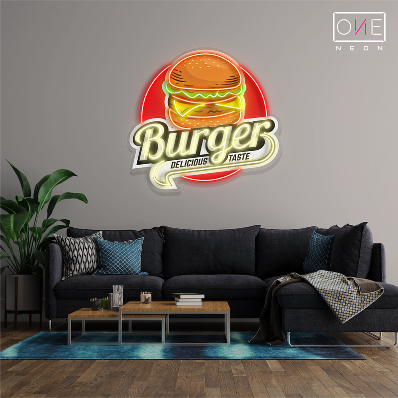 Burger Delicious Taste Artwork Led Neon Sign