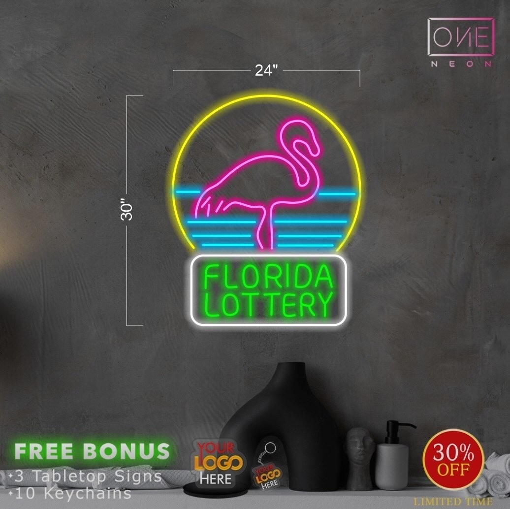 LOTTERY FLORIDA & EXOTIC SNACKS & CHECK CASHING CAMBIO DE CHEQUES | Led Neon Sign ( 4signs)