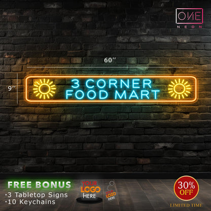 3 CORNER FOOD MART| LED Neon Sign