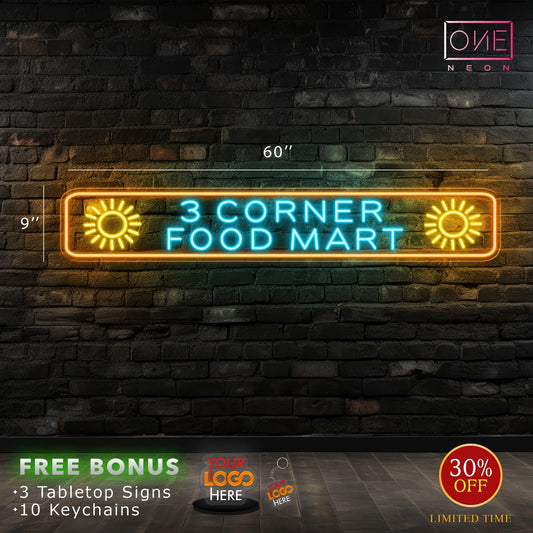 3 CORNER FOOD MART| LED Neon Sign