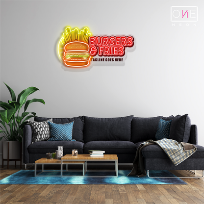 Burgers & Fries Artwork Led Neon Sign