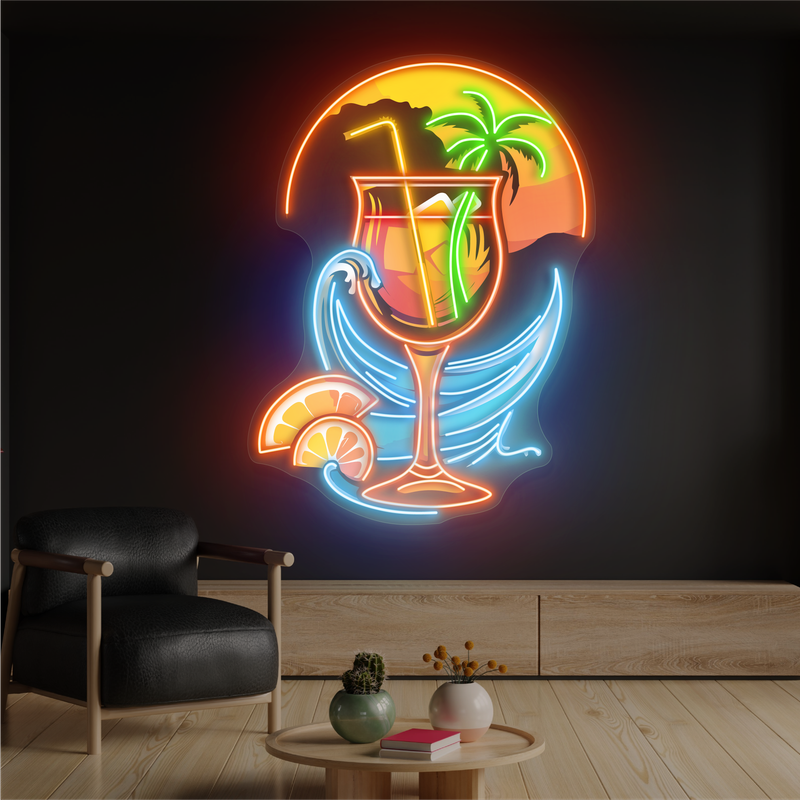 Tropical Sunset Cocktail Artwork Led Neon Sign