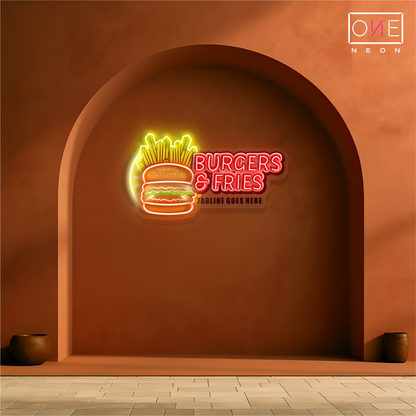 Burgers & Fries Artwork Led Neon Sign