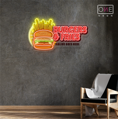 Burgers & Fries Artwork Led Neon Sign