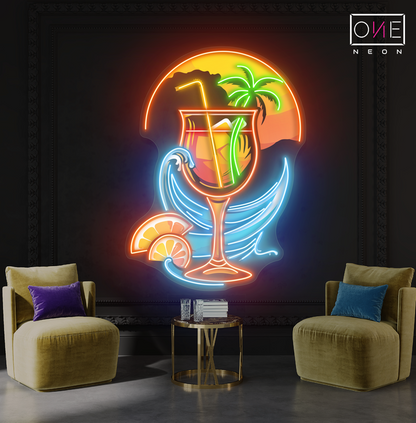 Tropical Sunset Cocktail Artwork Led Neon Sign