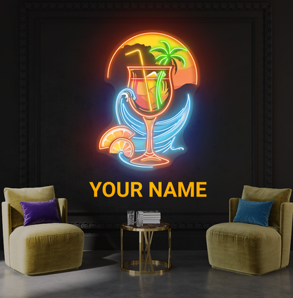 Tropical Sunset Cocktail Artwork Led Neon Sign