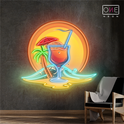 Sunset Breeze Cocktail Artwork Led Neon Sign