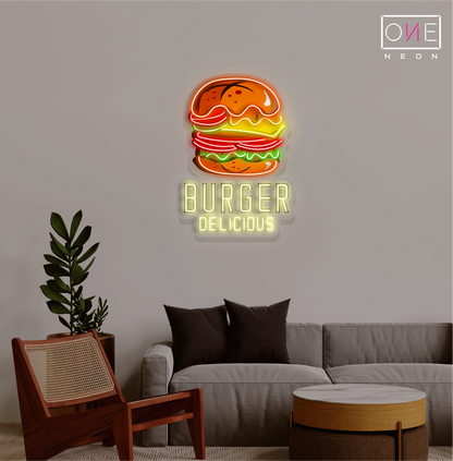 Burgers Delicious Artwork Led Neon Sign