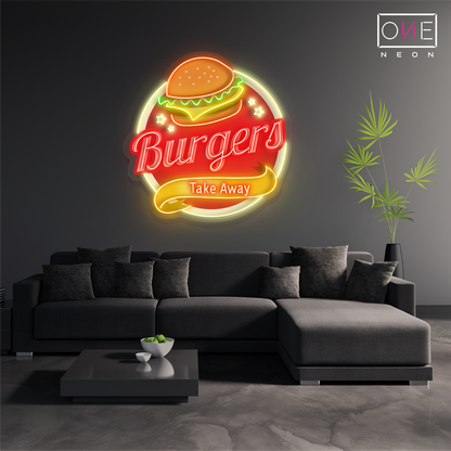 Burgers Take Away Artwork Led Neon Sign