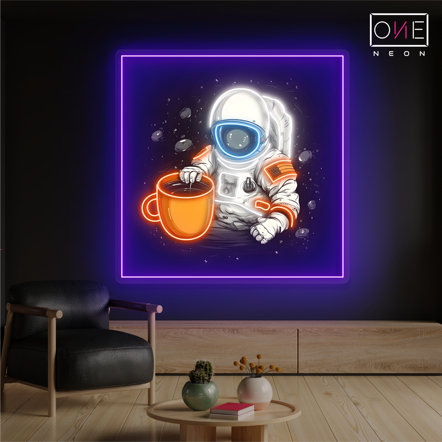 Astronaut Coffee Artwork Led Neon Sign