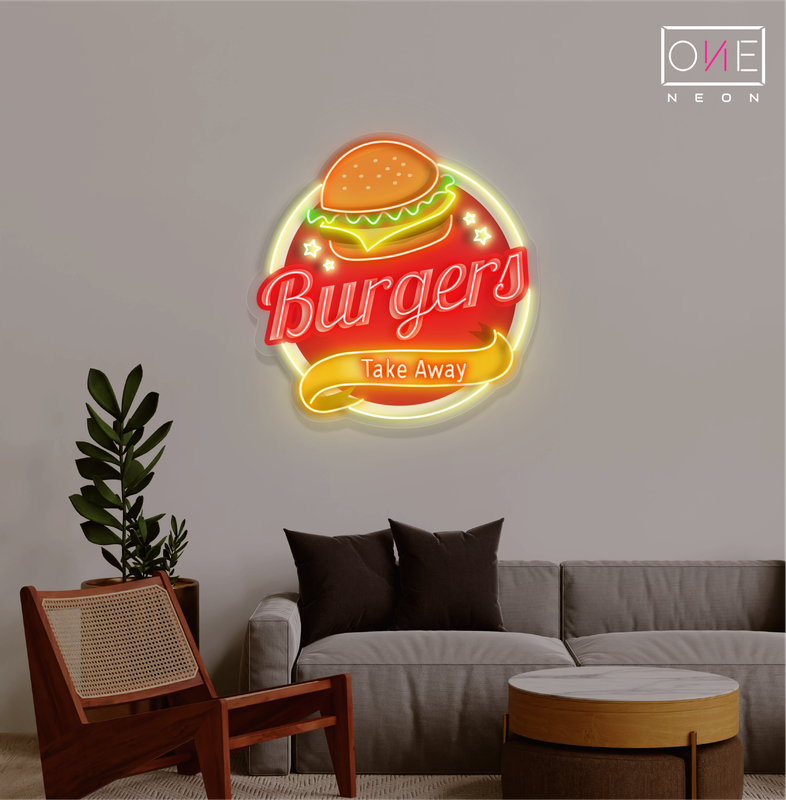 Burgers Take Away Artwork Led Neon Sign