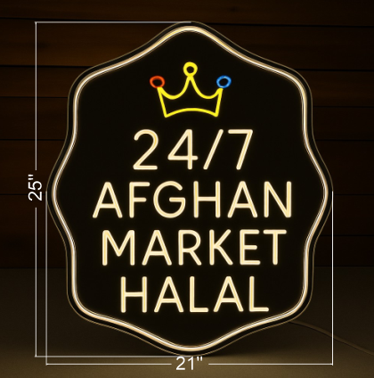 24/7 AFGHAN MARKET HALAL | LED Neon Sign