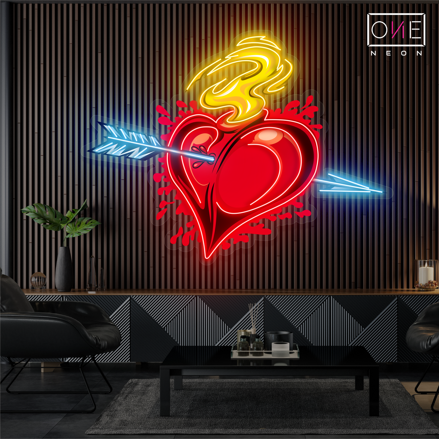 Heart on Fire Artwork Led Neon Sign