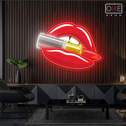 Red Lips & Lipstick Artwork Led Neon Sign