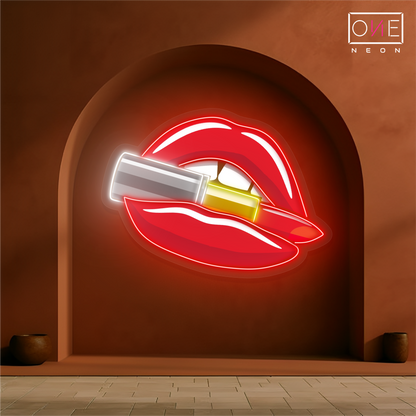 Red Lips & Lipstick Artwork Led Neon Sign