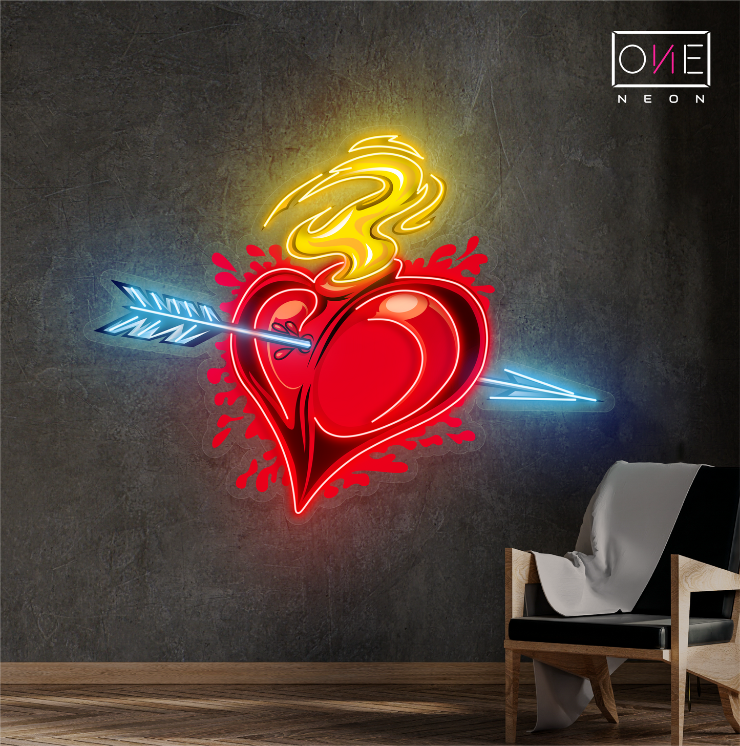 Heart on Fire Artwork Led Neon Sign