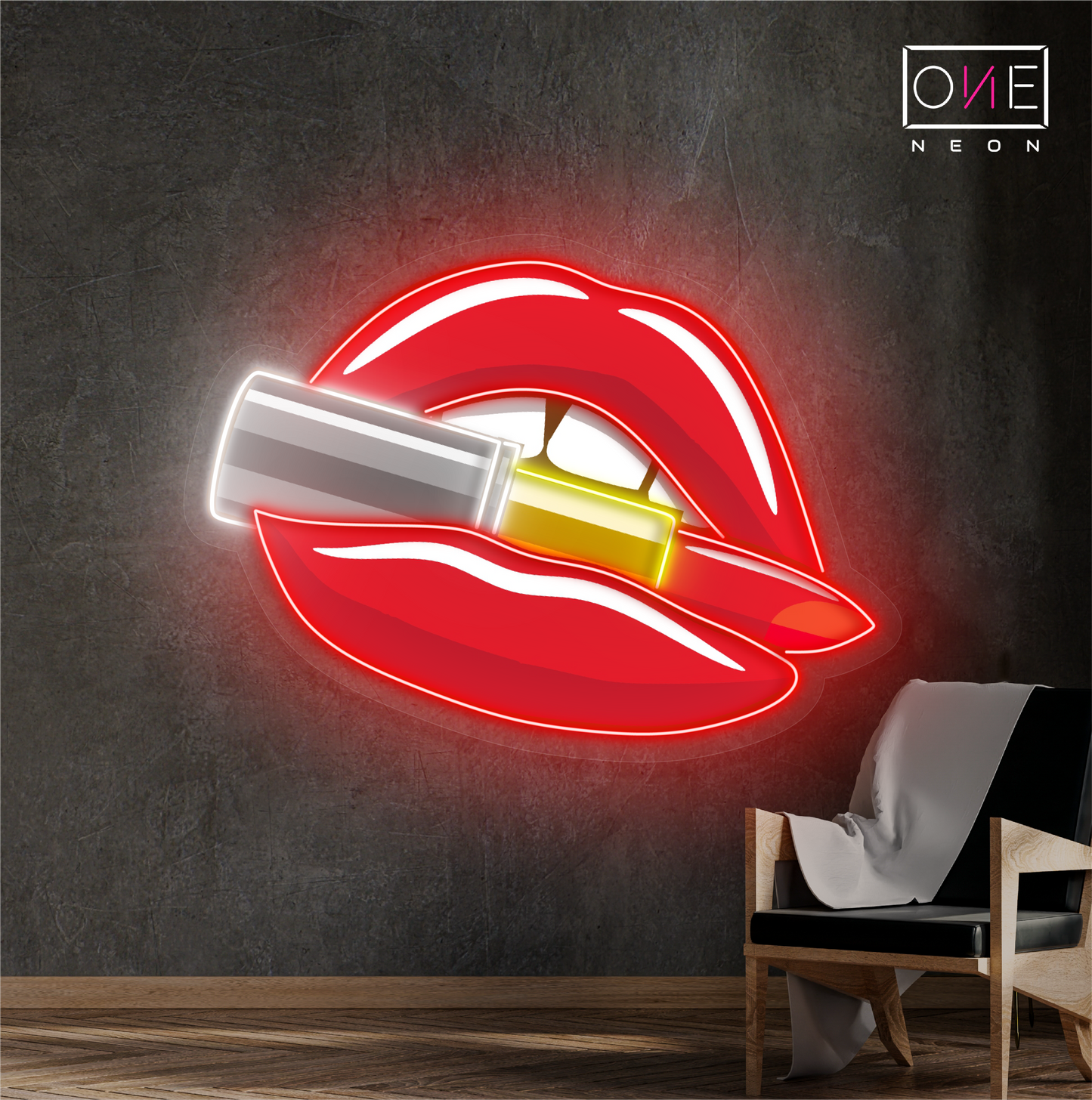 Red Lips & Lipstick Artwork Led Neon Sign