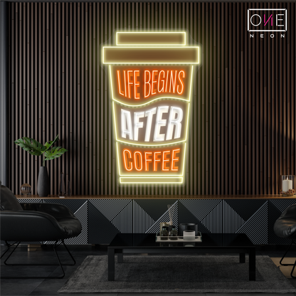 Life Begin After Coffee Artwork Led Neon Sign