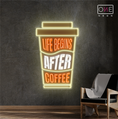 Life Begin After Coffee Artwork Led Neon Sign